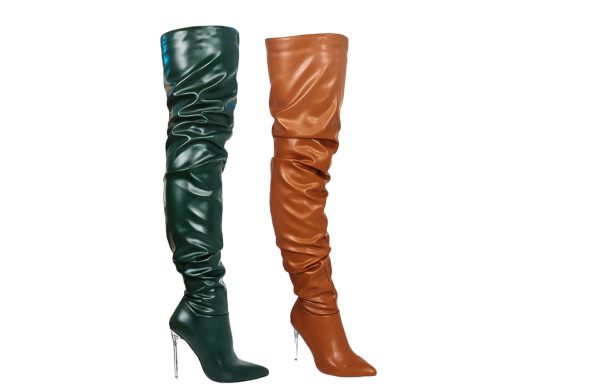 Green and Mocha Thigh High Boots